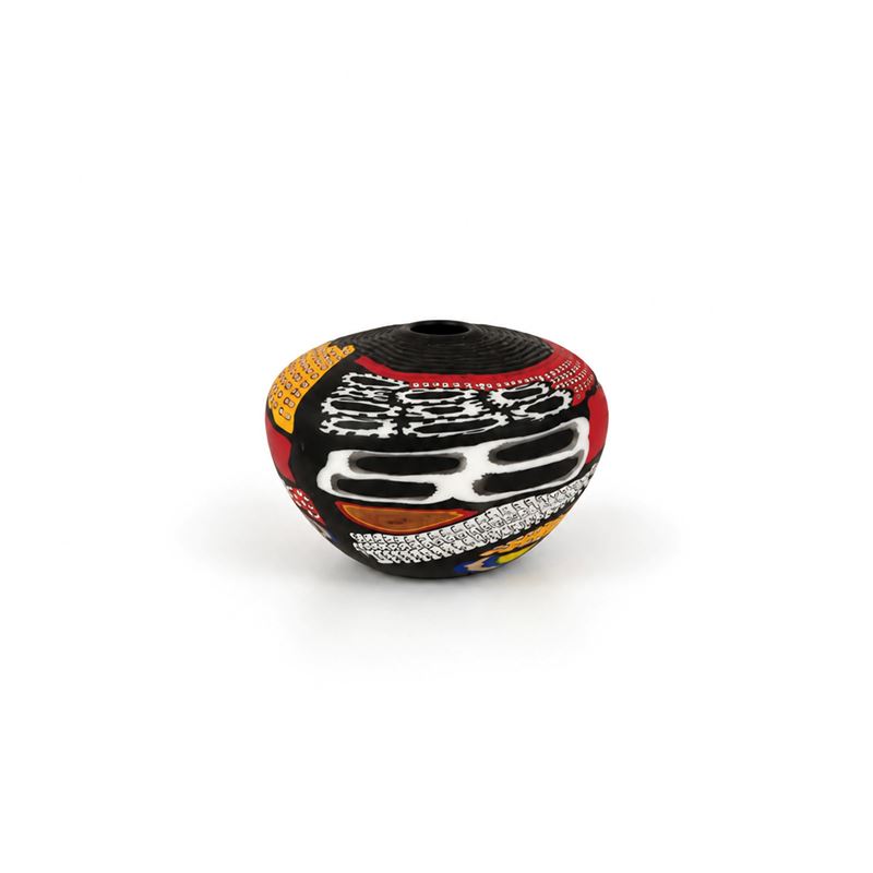 Reno Schiavon, Vaso in vetro di Murano policromo con murrine