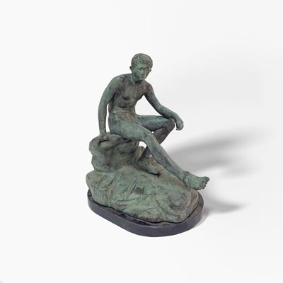 Hermes in Riposo, Scultura di Bronzo Patinato
