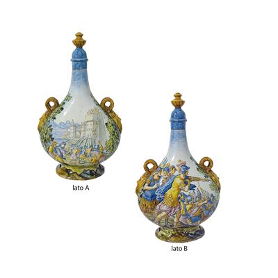 Fiasca Istoriata in Maiolica Policroma, Ginori, 1855-1870