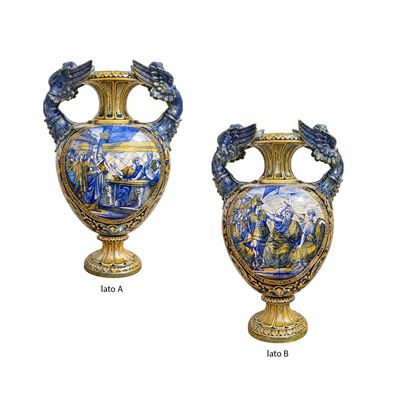 Grande Vaso Biansato a Lustro Policromo, Gualdo Tadino, Morroni&tega, Anni '30