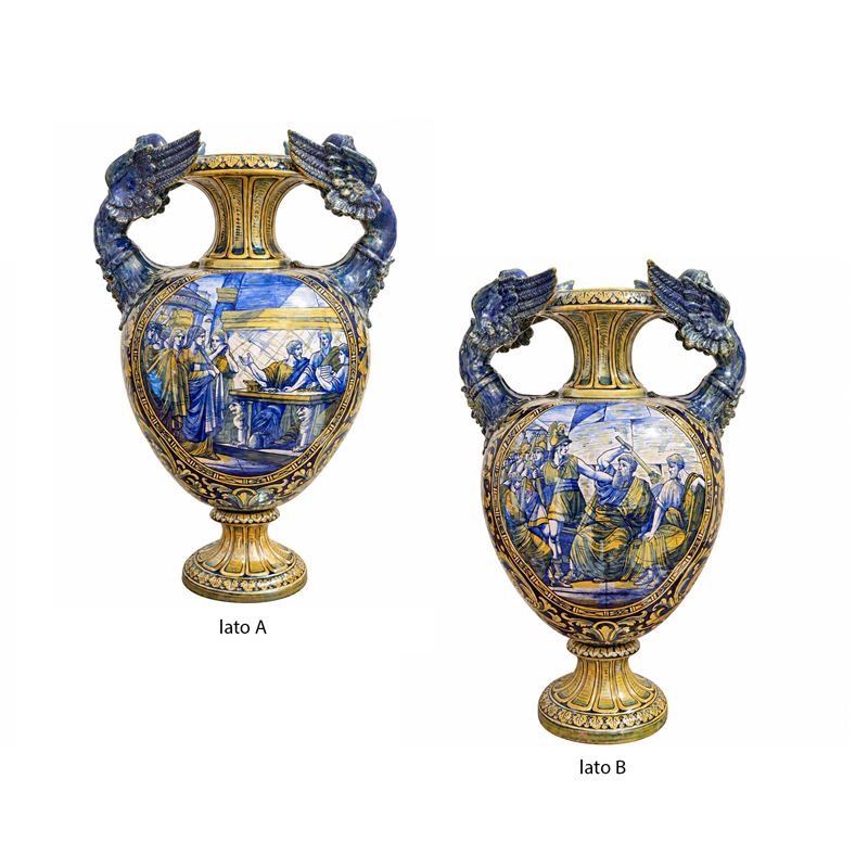 Grande Vaso Biansato a Lustro Policromo, Gualdo Tadino, Morroni&tega, Anni '30