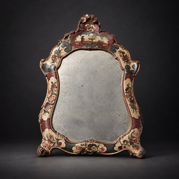 Specchiera da tavolo in legno laccato, Venezia, XIX secolo