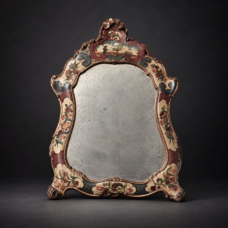 Specchiera da Tavolo in Legno Laccato, Venezia, XIX Secolo