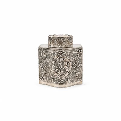 Tea Caddy in Argento, Germania, XIX Secolo
