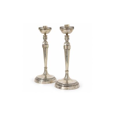 Coppia di Candelieri in Argento, Roma, Odoardo De Angelis (1823-1837)