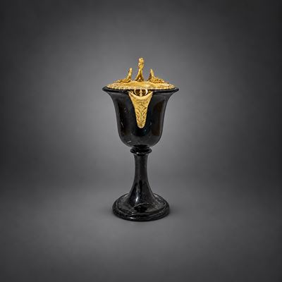 Versatoio in Marmo Nero Venato e Argento Dorato, Londra, 1823, William Eley & William Fearn