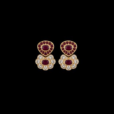 Paio di Orecchini in Oro Giallo 18kt. e Argento