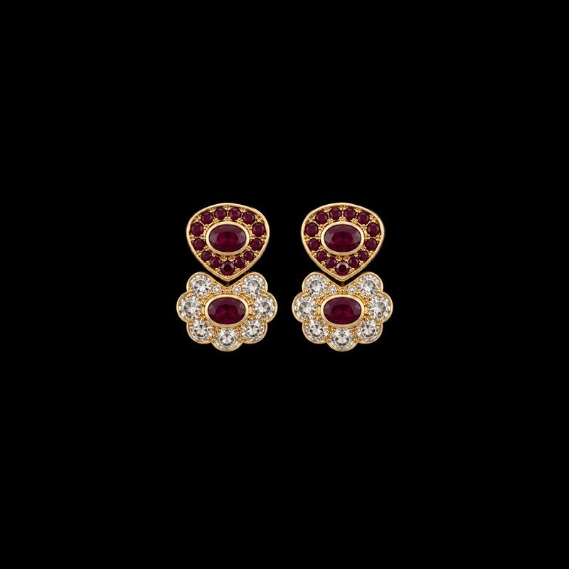 Paio di Orecchini in Oro Giallo 18kt. e Argento