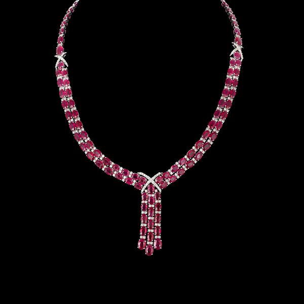 Importante collana in oro bianco 18kt.