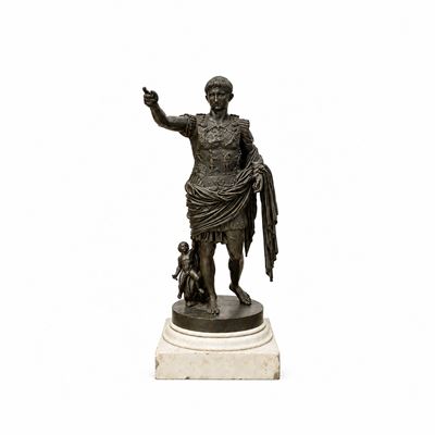 Augusto di Prima Porta in Bronzo Patinato, Roma, XIX Secolo