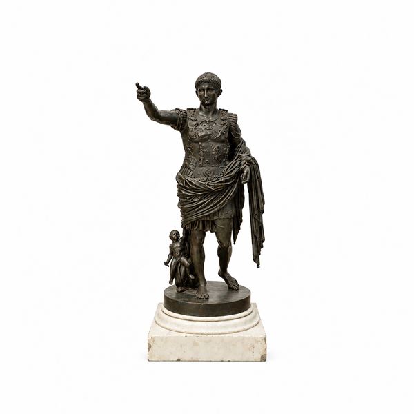 Augusto di Prima Porta in bronzo patinato, Roma, XIX secolo