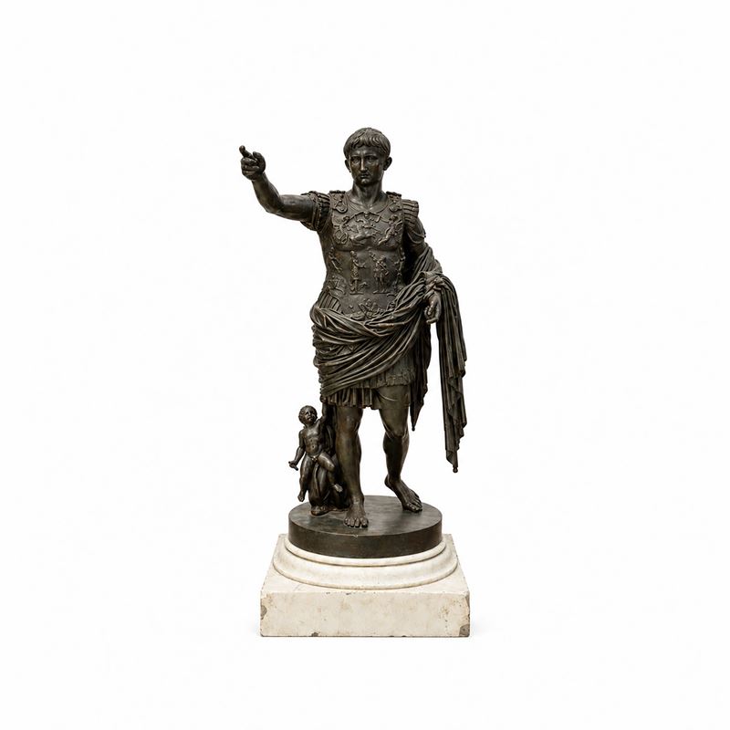 Augusto di Prima Porta in Bronzo Patinato, Roma, XIX Secolo