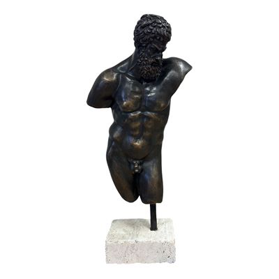 Torso Dell'ercole Farnese in Bronzo con Patina Anticata a Fuoco