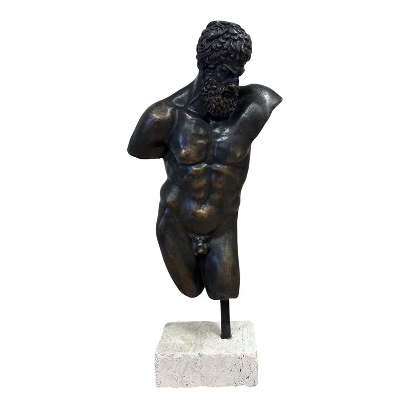 Torso Dell'ercole Farnese in Bronzo con Patina Anticata a Fuoco
