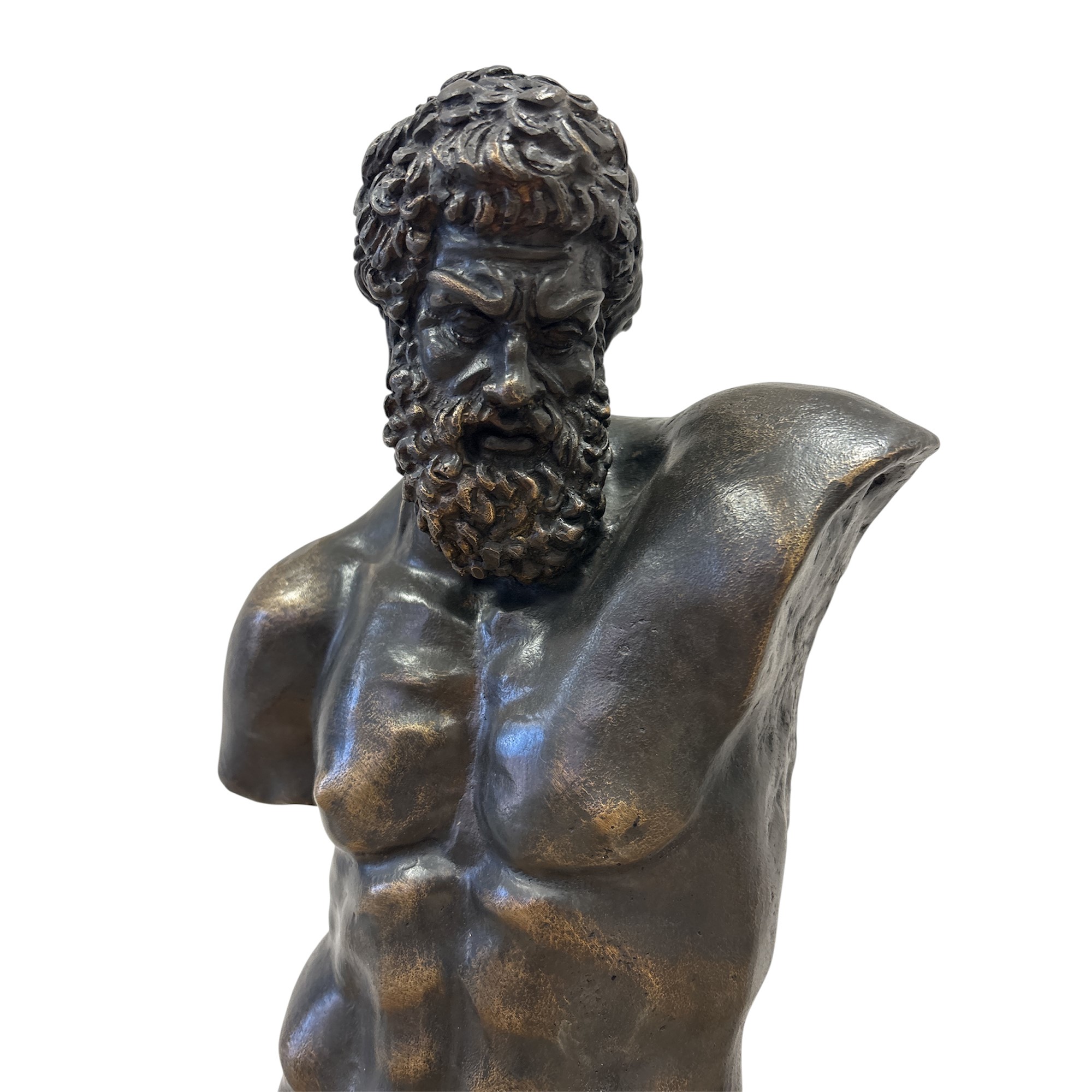 Torso Dell'ercole Farnese in Bronzo con Patina Anticata a Fuoco