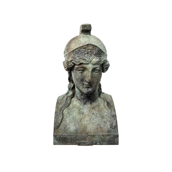 Testa di Atena in bronzo patinato