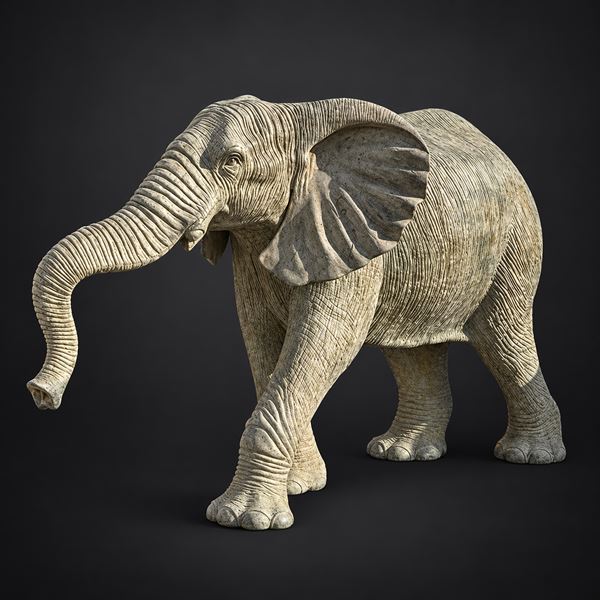 Grande elefante in bronzo patinato