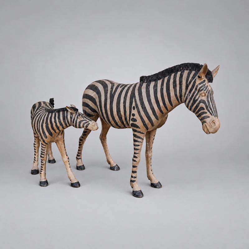 Due Zebre in Bronzo a Patina Nera e Ramata
