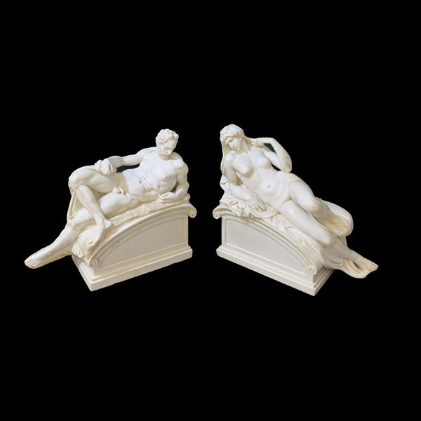 Il Crepuscolo e l'Aurora, coppia di sculture in marmo bianco