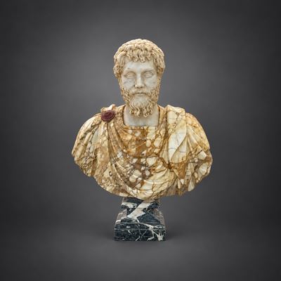Busto di Imperatore Romano in Marmi Policromi