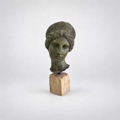 Testa Dell'afrodite di Capua, Bronzo con Patina a Fuoco in Verde Pompeiano