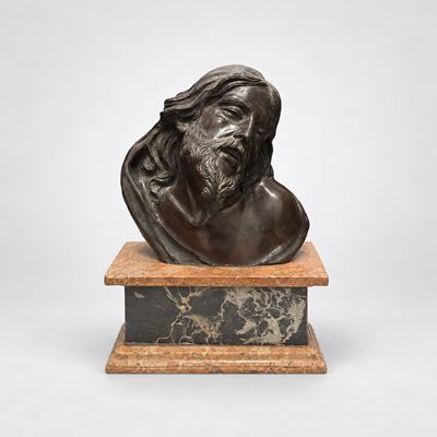 Volto di Cristo, Bronzo con Patina a Fuoco Scura, XIX Secolo