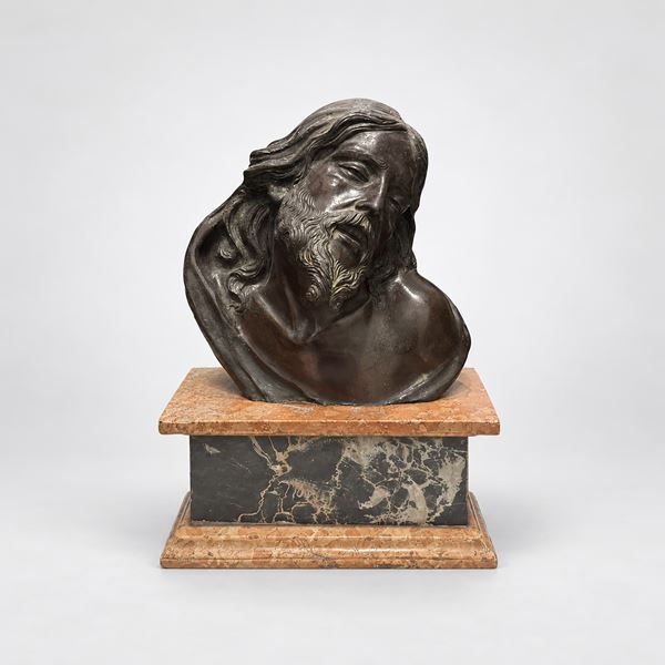 Volto di Cristo, bronzo con patina a fuoco scura, XIX secolo