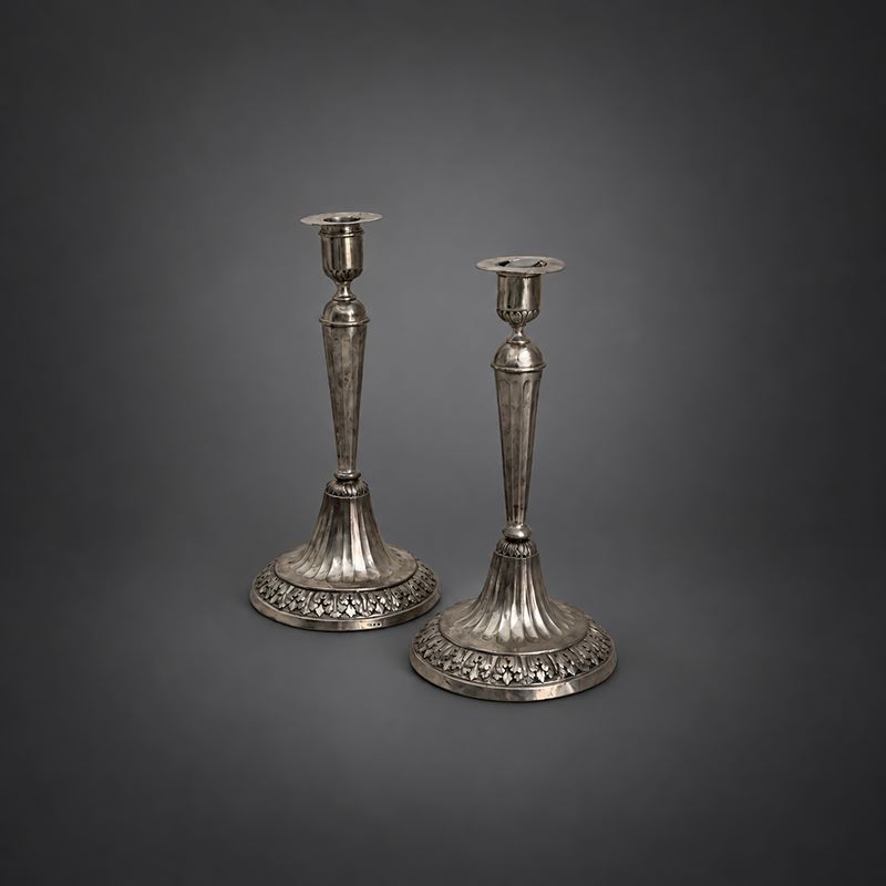 Coppia di Candelieri in Argento, Genova, 1816-17